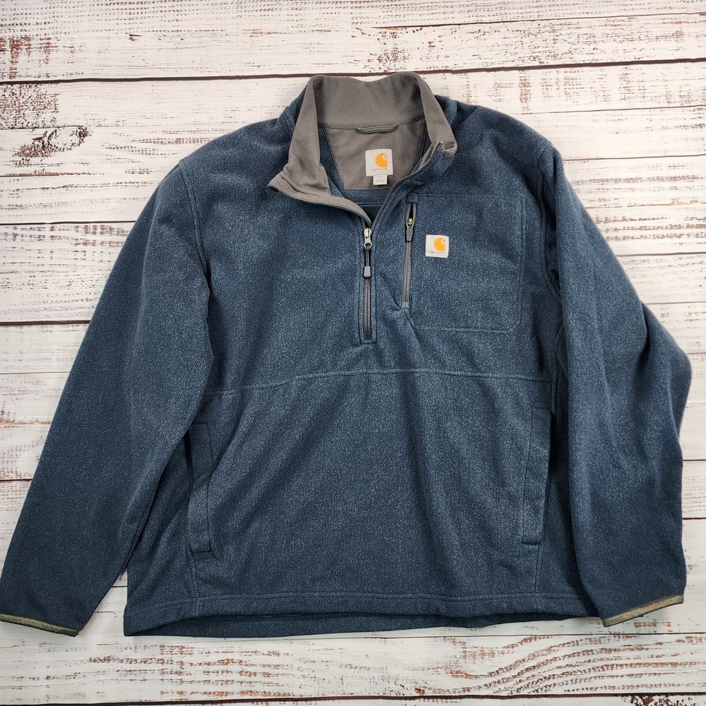 Carhartt Dalton Half Zip Fleece Pullover 103831-981 Blue Mens 2XL‎ Workwear Camp